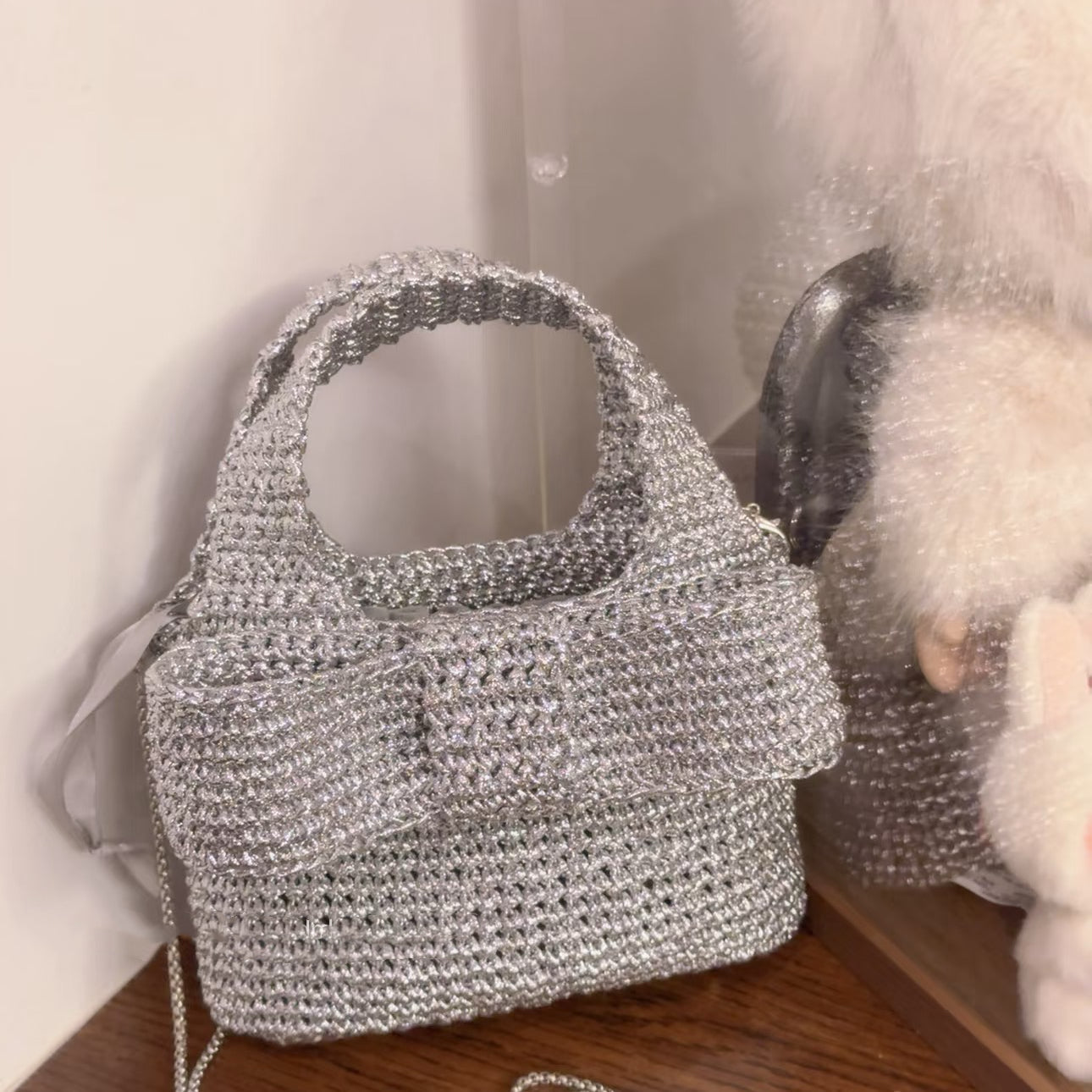 Small Silver Bow Bag Hobo