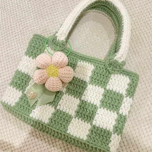 Pea Green Plaid Tote
